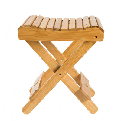 Decopatent - Bamboe Bijzet Kruk - Inklapbare kruk - Bamboe Hout - Inklapbaar krukje - Badkamerkruk - Kinderkruk - Belastbaar tot 80 KG - Afm: 28.3 x 29 x 26 Cm