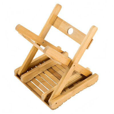 Decopatent - Bamboe Bijzet Kruk - Inklapbare kruk - Bamboe Hout - Inklapbaar krukje - Badkamerkruk - Kinderkruk - Belastbaar tot 80 KG - Afm: 28.3 x 29 x 26 Cm