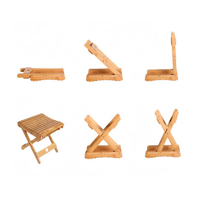 Decopatent - Bamboe Bijzet Kruk - Inklapbare kruk - Bamboe Hout - Inklapbaar krukje - Badkamerkruk - Kinderkruk - Belastbaar tot 80 KG - Afm: 28.3 x 29 x 26 Cm