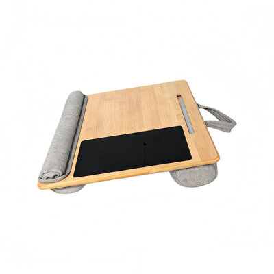 Decopatent - Laptop Schoot Standaard Bamboe Hout met Muismat en Telefoon / Ipad houder - Laptopstandaard - Laptop verhoger - Laptoptafel Schoot - Schoottafel - Knietafel - Afm: 55 x 36 x 8 Cm