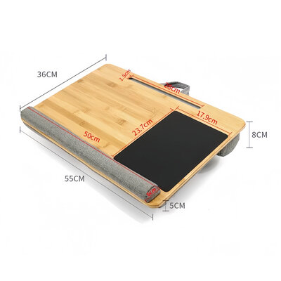 Decopatent - Laptop Schoot Standaard Bamboe Hout met Muismat en Telefoon / Ipad houder - Laptopstandaard - Laptop verhoger - Laptoptafel Schoot - Schoottafel - Knietafel - Afm: 55 x 36 x 8 Cm