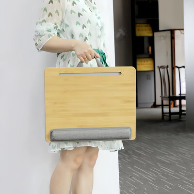 Decopatent - Laptop Schoot Standaard Bamboe Hout met Telefoon / Ipad houder - Laptopstandaard - Laptop verhoger - Laptoptafel Schoot - Schoottafel - Knietafel - Afm: 42 x 34 x 8 Cm