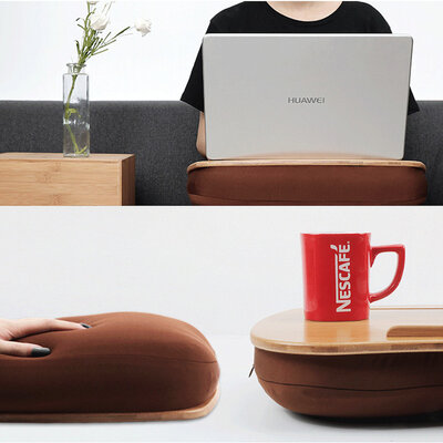 Decopatent - Laptop Schoot Standaard - Bamboe Laptray Schootkussen - Laptopstandaard - Laptop verhoger - Laptoptafel Schoot - Schoottafel - Knietafel - Afm: 55 x 35 x 8 Cm.