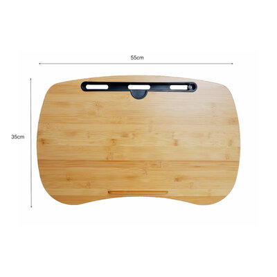 Decopatent - Laptop Schoot Standaard - Bamboe Laptray Schootkussen - Laptopstandaard - Laptop verhoger - Laptoptafel Schoot - Schoottafel - Knietafel - Afm: 55 x 35 x 8 Cm.
