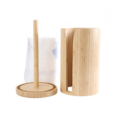Decopatent Decopatent - Bamboe Keukenrolhouder Draaibaar - Houten Keukenrolstandaard - Staande Rolhouder voor Keukenpapier Rollen - Duurzaam Bamboe - Afmeting: 30 x 17.5 x 17.5 cm.