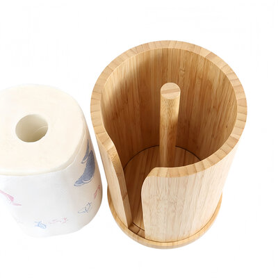 Decopatent Decopatent - Bamboe Keukenrolhouder Draaibaar - Houten Keukenrolstandaard - Staande Rolhouder voor Keukenpapier Rollen - Duurzaam Bamboe - Afmeting: 30 x 17.5 x 17.5 cm.