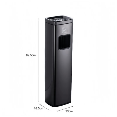 Decopatent - Staande Asbak met Afvalbak - Afm: 23 x 18,5 x 82,5 cm - Buiten Asbak - Rookpaal - Vloerasbak - Grote Buitenasbak - Weerbestendig - Met Uitneembare Kunststof Binnenbak - Kleur: Zwart