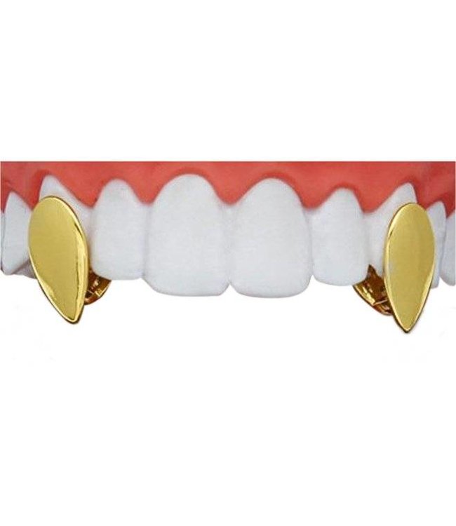 GrillzShop Goudkleurige Vampier tand enkel - goudkleurige tand - 13x7 mm
