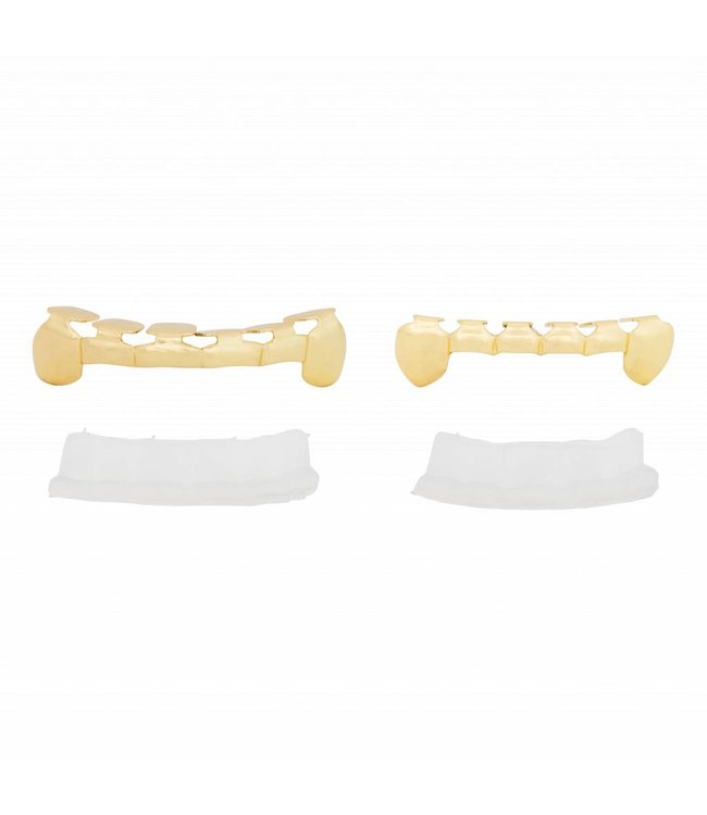 GrillzShop Grillz tanden Goudkleurig - bovenkant en onderkant - Open