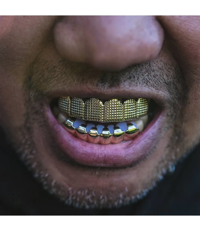 GrillzShop Grillz tanden Goudkleurig - boven- en onderkant - Roast- op maat maken