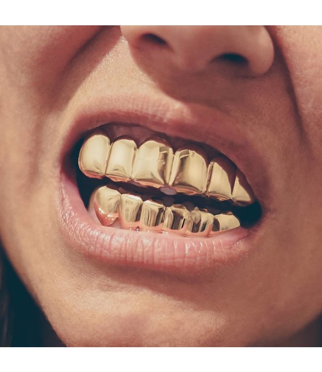 GrillzShop Grillz tanden - boven- en onderkant - Goudkleurig - op maat te maken