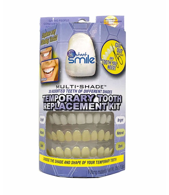 GrillzShop Tand afgebroken reparatie kit InstantSmile gebit (goedkope kunstgebit) - Theeth Recovery -  Multishade