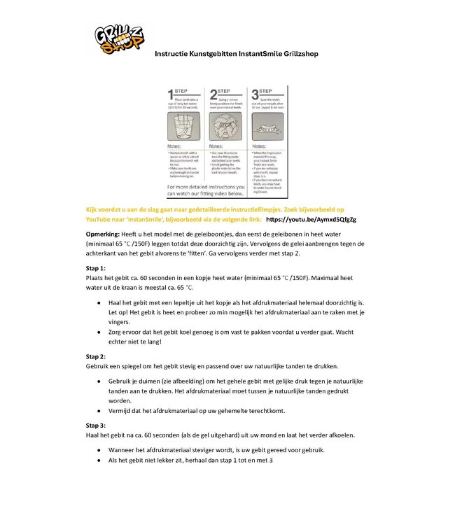 GrillzShop Kunstgebit InstantSmile Medium ONDER gebit (goedkope kunstgebit)