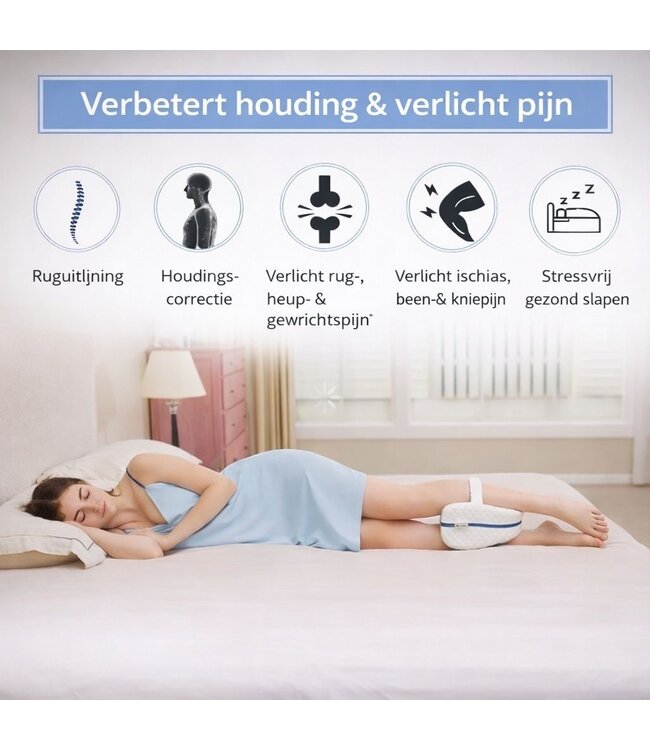 Orthopedisch Kniekussen voor Zijslapers - Inclusief opbergzak - Kniekussen - Kniekussen voor in Bed - Beenkussen - Knie Kussen - Kniekussens - Zijslaapkussen - Artrose - Heupklachten - Ischias