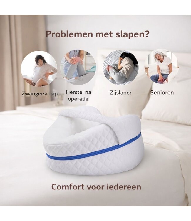 Orthopedisch Kniekussen voor Zijslapers - Inclusief opbergzak - Kniekussen - Kniekussen voor in Bed - Beenkussen - Knie Kussen - Kniekussens - Zijslaapkussen - Artrose - Heupklachten - Ischias
