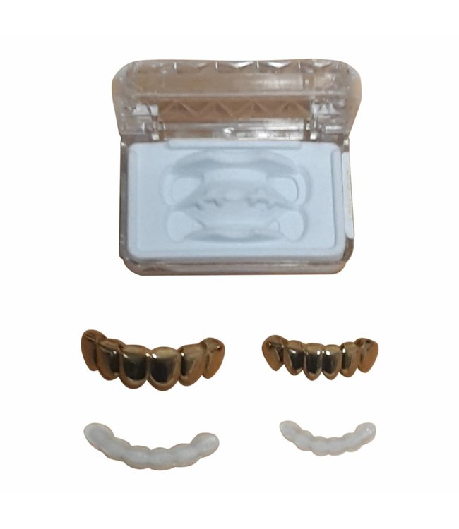 GrillzShop Grillz tanden - boven- en onderkant - Goudkleurig - op maat te maken