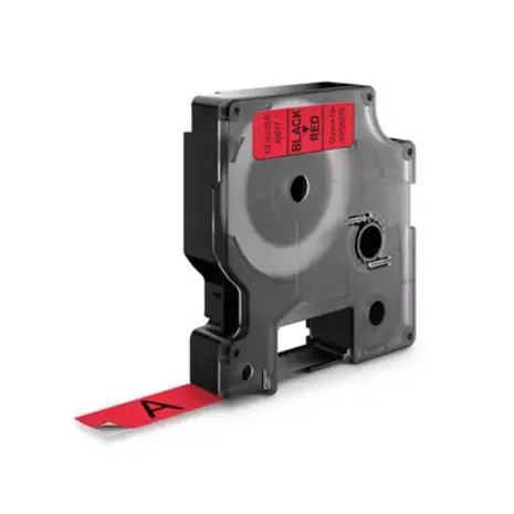 Dymo D1 45017 Compatible 12mm Zwart op Rood Dymo D1 45017 Compatible 12mm Zwart op Rood