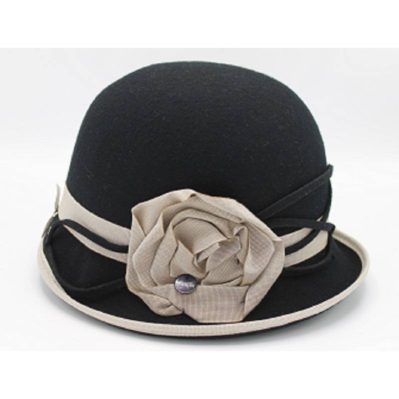 Complit Chapeau melon noir avec fleur Beige - Complit