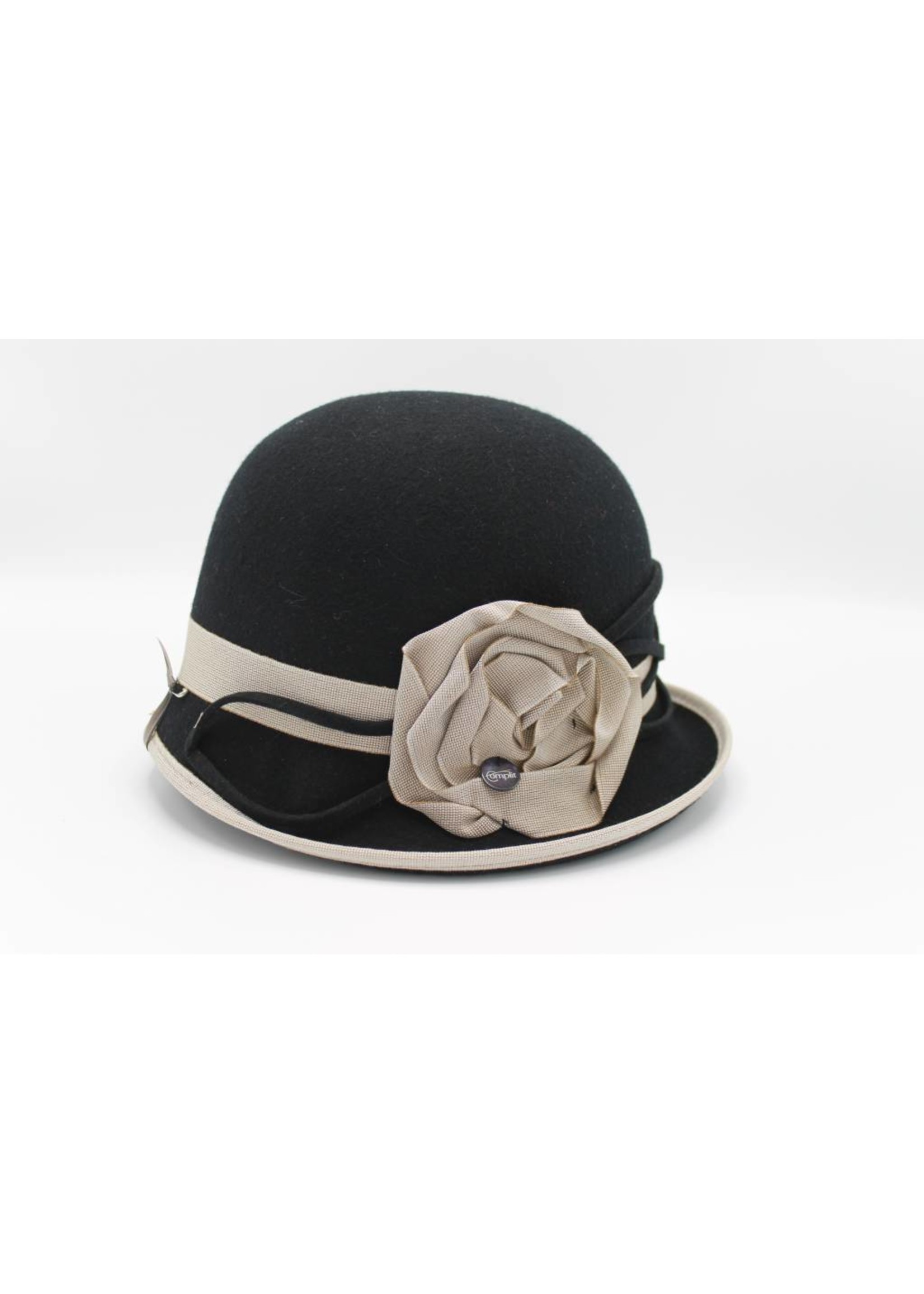 Chapeau melon noir avec fleur Beige - Complit