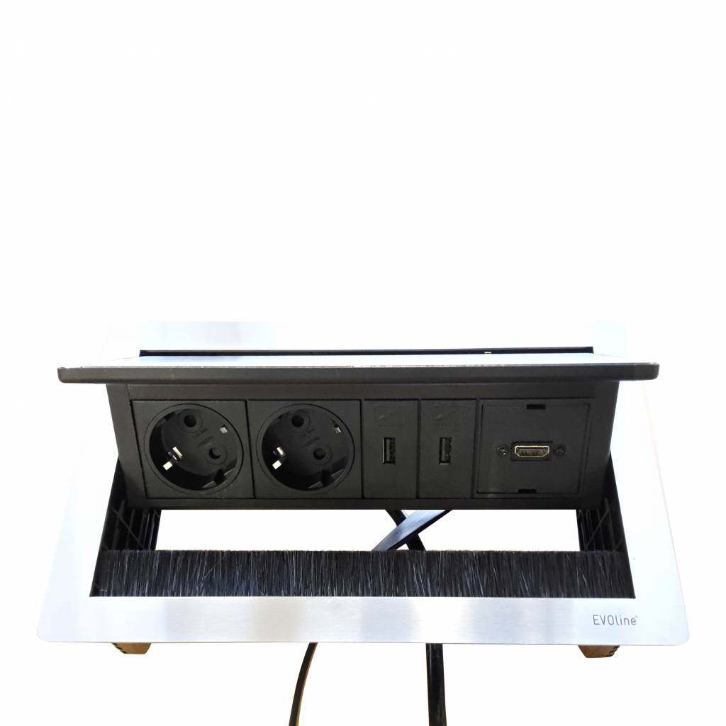Evoline Fliptop Rvs Push 2X 230V 2X Usb Charger 1Xhdmi evoline kopen in de aanbieding