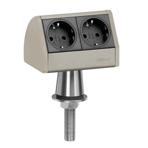 Evoline T Dock Zwart 2X230V Eindkappen Rvs Look evoline kopen in de aanbieding