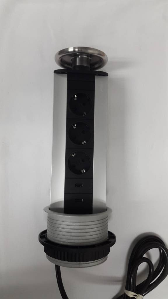 Evoline Port Rvs 3X230V 2X Usb evoline kopen in de aanbieding