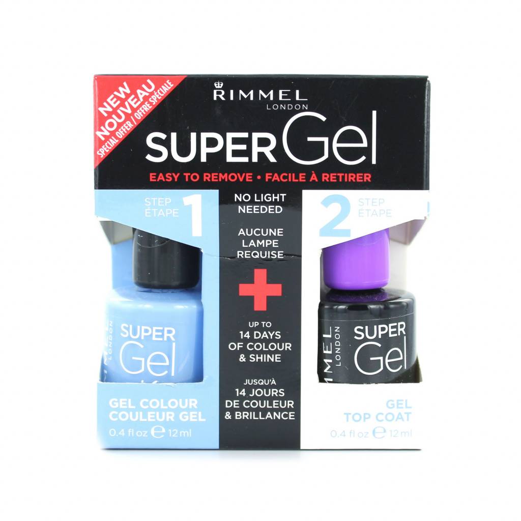 Rimmel Super Gel Duo Nagellak 052 Blue Babe Topcoat rimmel kopen in de aanbieding