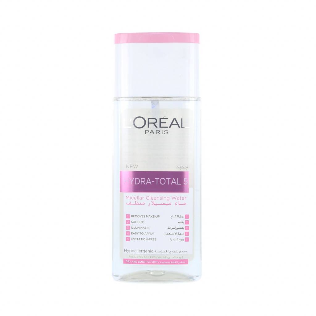 Loreal Hydra Total 5 Micellar Cleansing Water Voor Droge Gevoelige Huid 200 Ml loreal kopen in de aanbieding