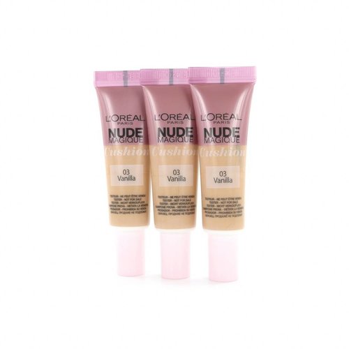 L'Oréal Nude Magique Cushion Dewy Glow Foundation - 03 Vanilla (Testers 3 x 8 gr)