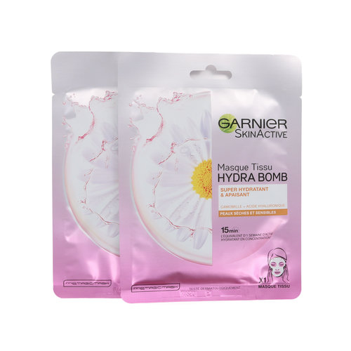 Garnier SkinActive Hydra Bomb Masker (2 Stuks - Voor droge en gevoelige huid)