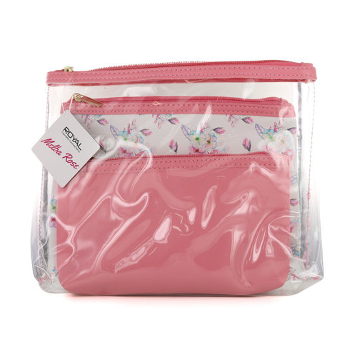 Royal Melba Rose Toilettas met Rits (set van 3) Royal Melba Rose Toilettas met Rits (set van 3)