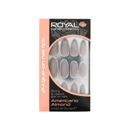 Royal 24 Glue-On Nail Tips - Americano Almond (met nagellijm)