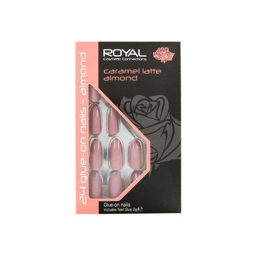 Royal 24 Glue-On Nail Tips - Caramel Latte Almond (met nagellijm)