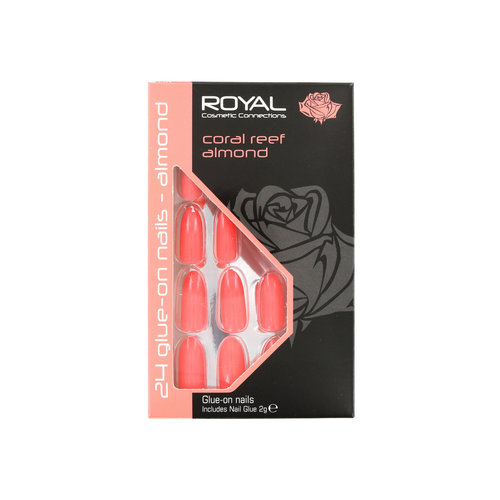 Royal 24 Glue-On Nail Tips - Coral Reef Almond (met nagellijm)