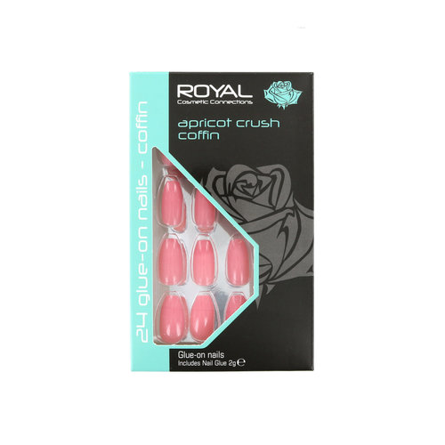 Royal 24 Coffin Glue-On Nail Tips - Apricot Crush (met nagellijm)