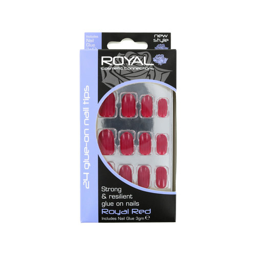 Royal 24 Glue-On Nail Tips - Royal Red (met nagellijm)