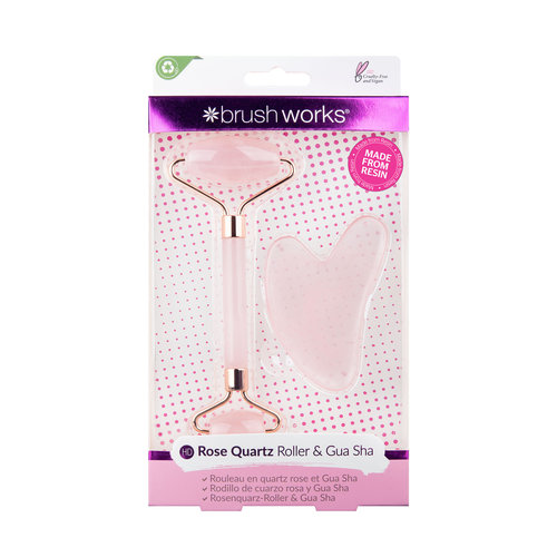 Brushworks Rose Quartz Jade Roller & Gua Sha