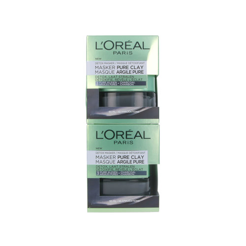 L'Oréal Pure Clay Detox Masker - 50 ml (2 stuks)