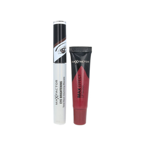 Max Factor Eye Brightening Mascara + Max Effect Lip Gloss - For Brown Eyes - Rubylicious