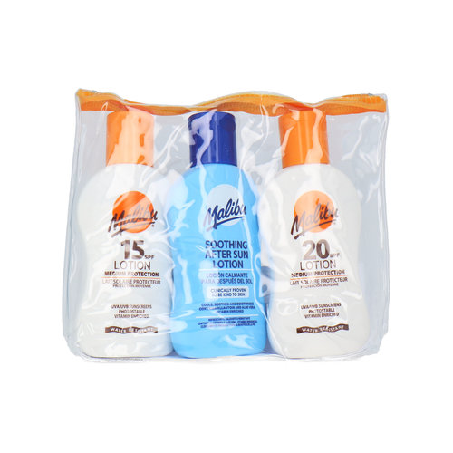 Malibu Travel Pack 3 x Zonnebrand Lotion - SPF 15 - SPF 20 - Aftersun