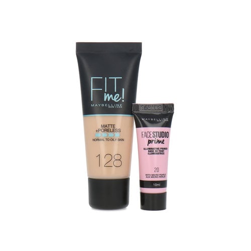 Maybelline Fit Me Matte + Poreless Foundation + Facestudio Prime - 128 Warm Nude (voor normale tot vette huid)