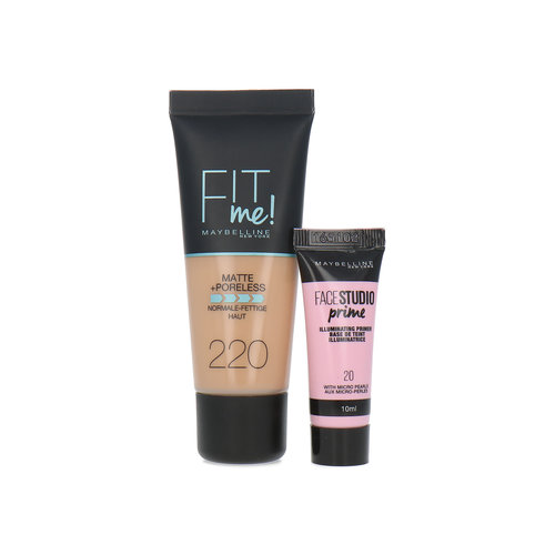 Maybelline Fit Me Matte + Poreless Foundation + Facestudio Prime - 220 Natural Beige (voor normale tot vette huid)