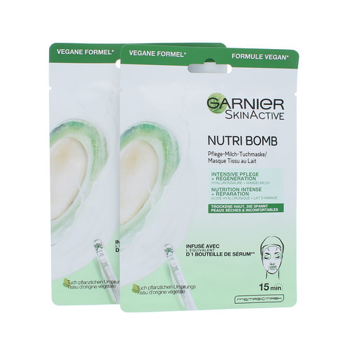 Garnier Skin Active Nutri Bomb Vegan Masker - Almond (set van 2)