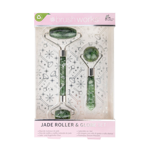 Brushworks Jade Roller & Globe Set Brushworks Jade Roller & Globe Set