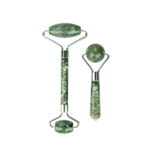 Brushworks Jade Roller & Globe Set Brushworks Jade Roller & Globe Set