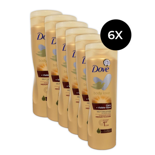 Dove Nourishing Body Care Visible Glow Self-Tan Lotion 250 ml - medium-dark (6 stuks)