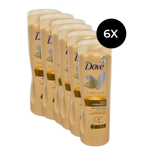 Dove Body Love Care + Visibe Glow Self-Tan Lotion 400 ml - Light to Medium (6 stuks)