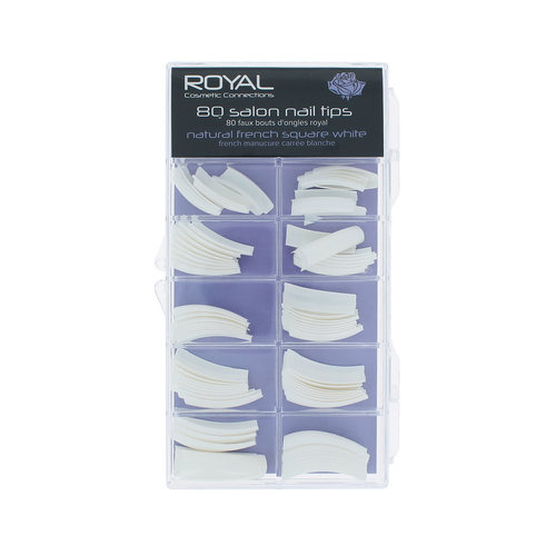 Royal 80 Salon Nail Tips - Natural French Square White