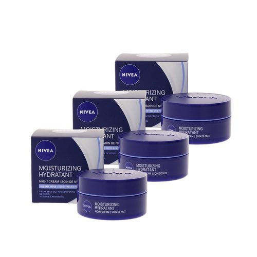 Nivea Moisturizing Hydratant Nachtcrème - 3x 50 ml (Set van 3)