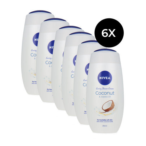 Nivea Caring Shower Cream 250 ml - Coconut & Jojoba (6 stuks)